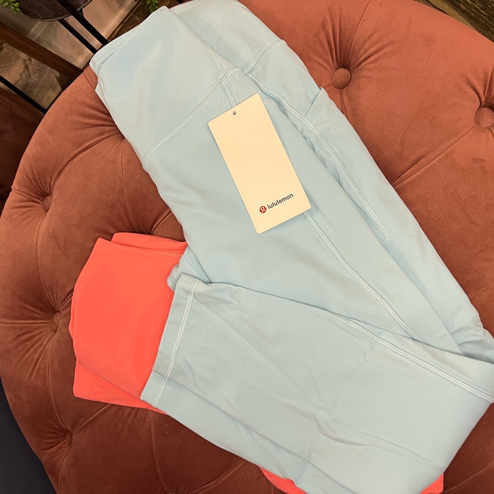 2 lululemon athletica Light Blue and Coral Jeggings